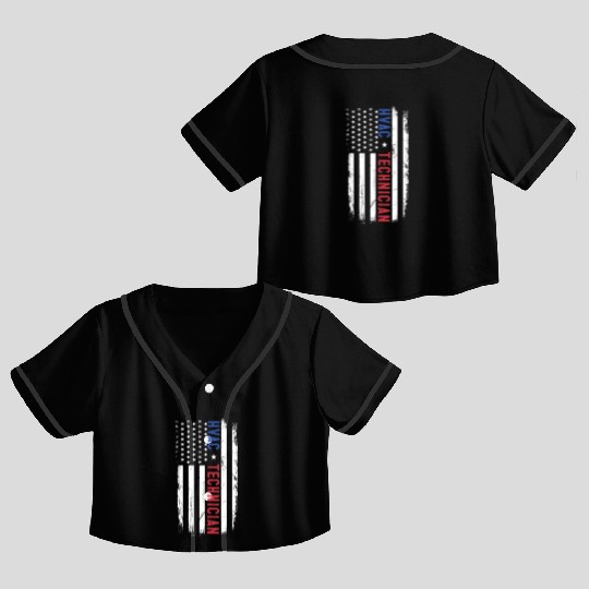 HVAC Technician US American Flag HVAC Mechanic Crop Top Baseball Jerseys