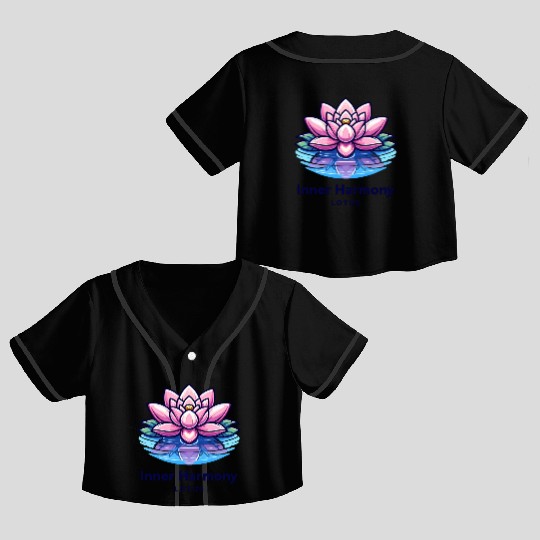 nner Harmony Lotus - Serene Water & Flower Design Crop Top Baseball Jerseys