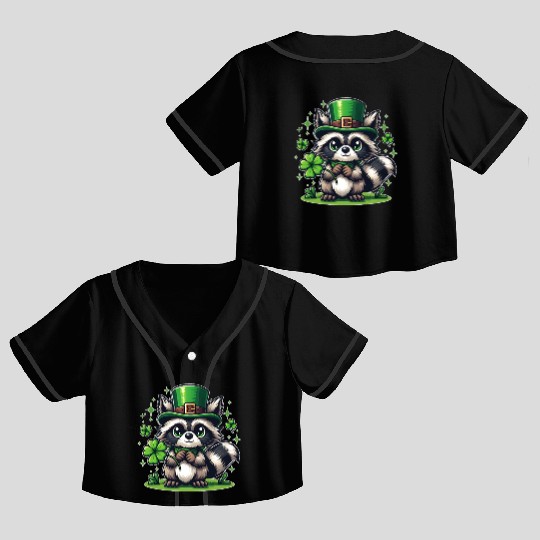 St. Patrick's Day Raccoon Revelry Crop Top Baseball Jerseys