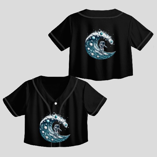 Surfing Astronaut Crop Top Baseball Jerseys