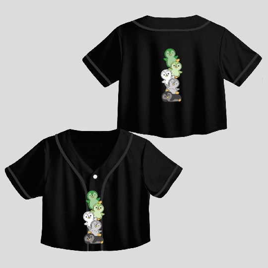 Aromantik Flag Pride Lgbtq Cute Penguin Stack Crop Top Baseball Jerseys