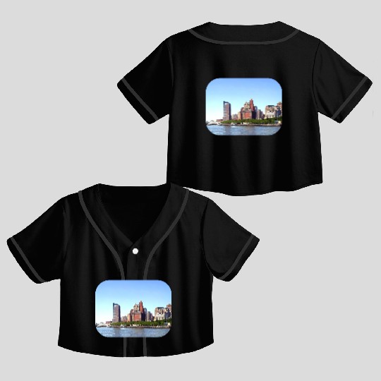 Manhattan NY - Manhattan Skyline on a Clear Day Crop Top Baseball Jerseys