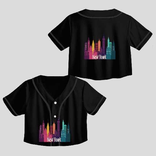 New York City Skyline Crop Top Baseball Jerseys