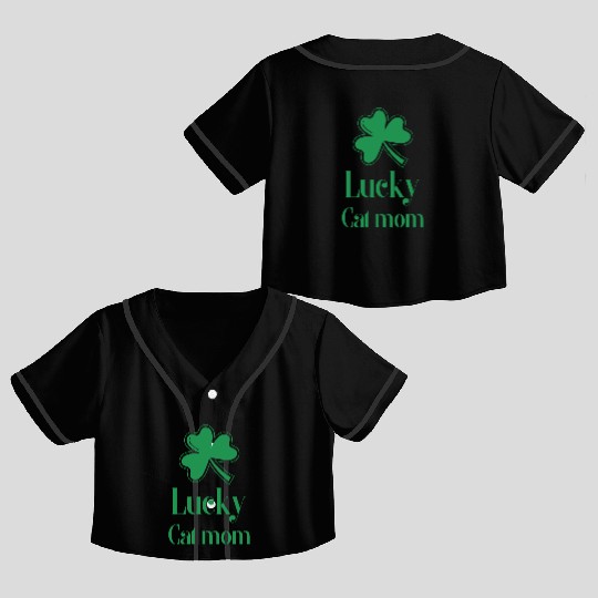 Lucky Cat Mom St Patrick's Day Crop Top Baseball Jerseys