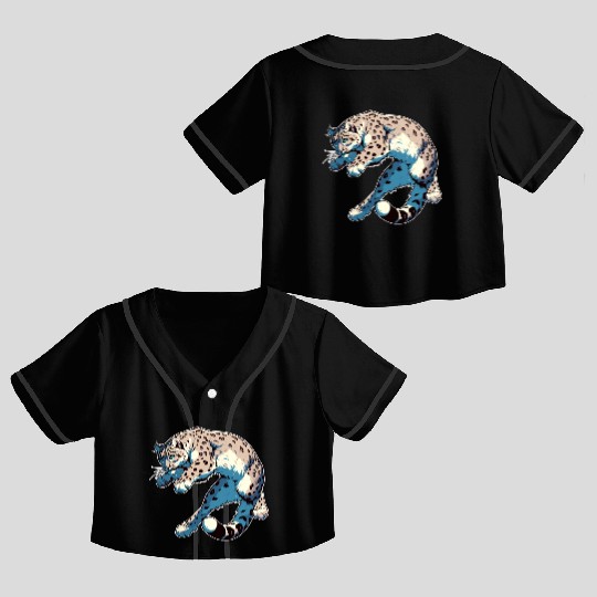 Snow Leopard Leopard White Leopard Crop Top Baseball Jerseys