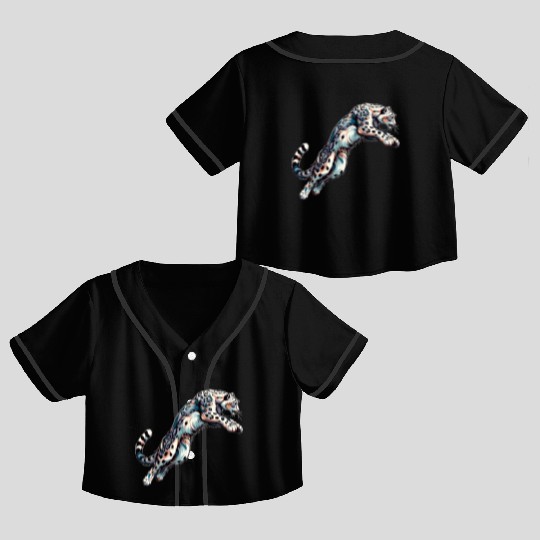 Snow Leopard Leopard White Leopard Crop Top Baseball Jerseys