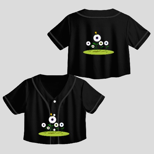 CIRCUS IN SPRING: EYES ON SPRING FLOWERS Crop Top Baseball Jerseys