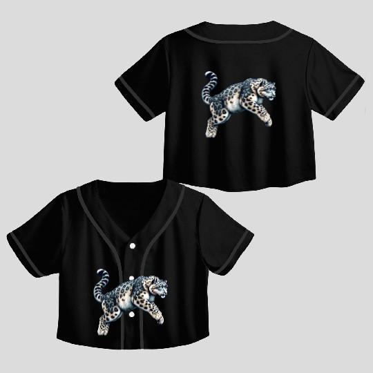 Snow Leopard Leopard White Leopard Crop Top Baseball Jerseys