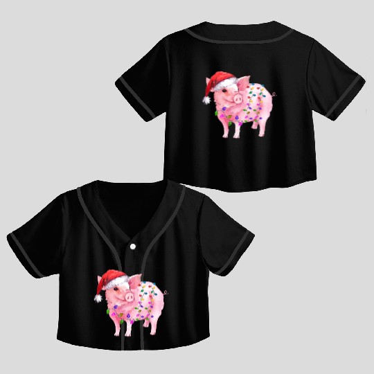 Pig Christmas Light Crop Top Baseball Jerseys