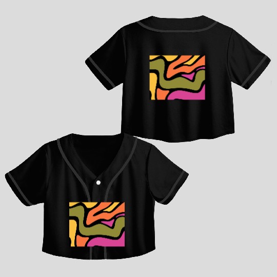 Psychedelic patterns, Aesthetic, Retro, Vintage Crop Top Baseball Jerseys