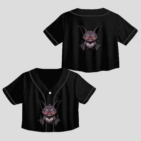Unique Bat Illustration Crop Top Baseball Jerseys