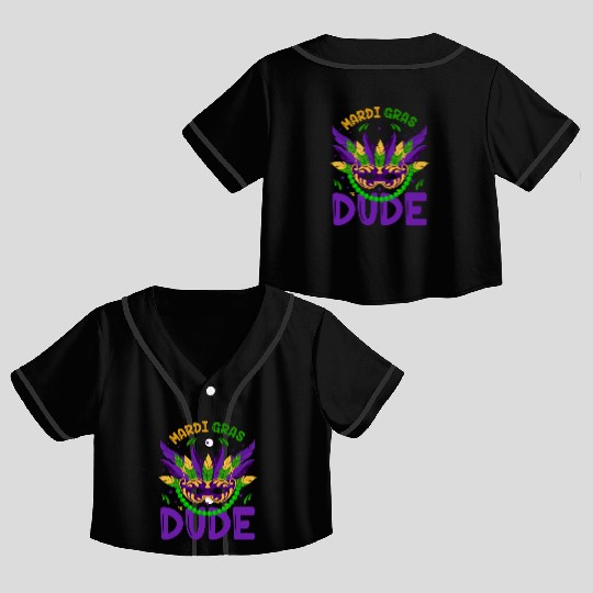 Happy Mardi Gras Carnival Party Mask Tuesday Crop Top Baseball Jerseys