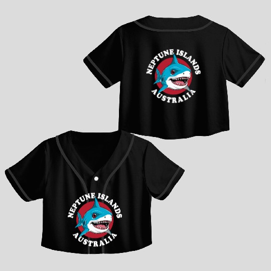 Great White Shark Neptune Islands Crop Top Baseball Jerseys