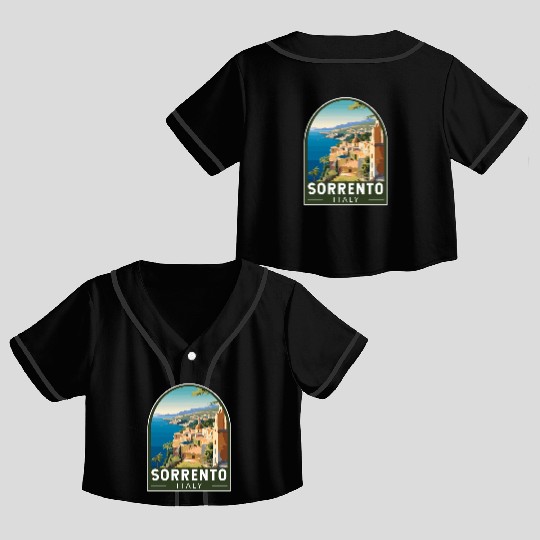 Sorrento Italy Travel Art Emblem Crop Top Baseball Jerseys