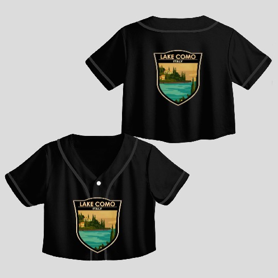 Lake Como Italy Travel Badge Crop Top Baseball Jerseys