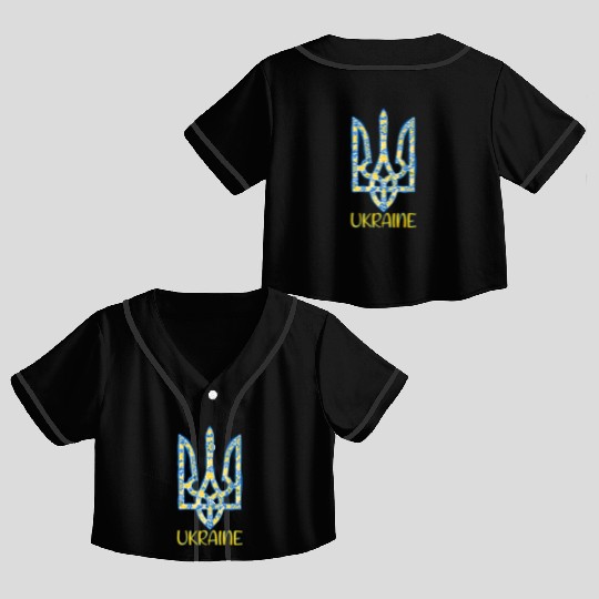 Ukraine trident in Ukrainian flag colors Crop Top Baseball Jerseys