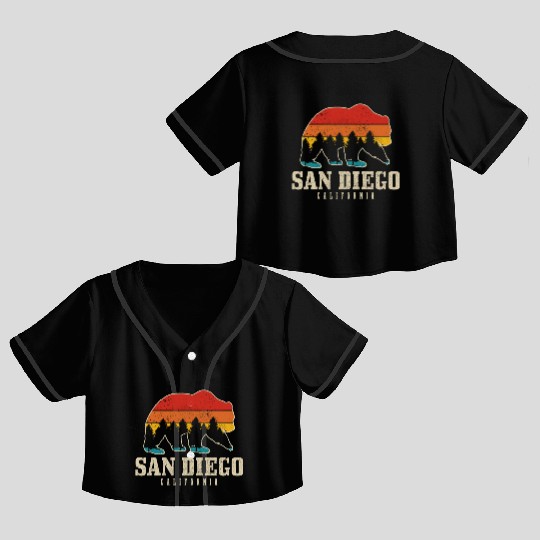 San Diego California Bear Souvenir Crop Top Baseball Jerseys