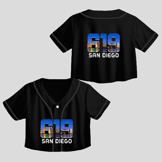 San Diego 619 Area Code California Crop Top Baseball Jerseys