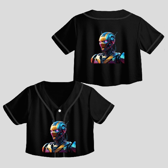 Cyber Robot Color Gordon Crop Top Baseball Jerseys