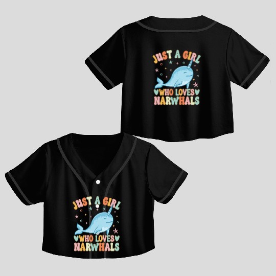 Narwhal Girl Narwhal Lover Crop Top Baseball Jerseys