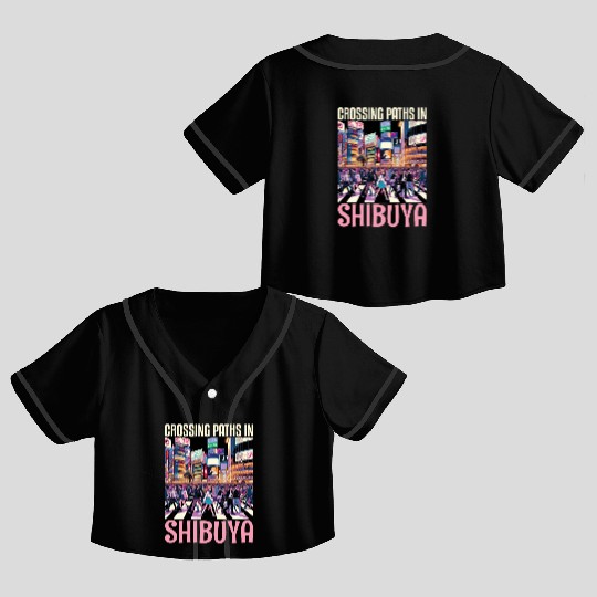 Shibuya Crossing Japan Travel Vacation Japanese Crop Top Baseball Jerseys