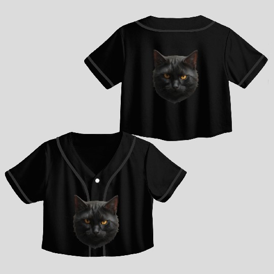 black cat face Crop Top Baseball Jerseys