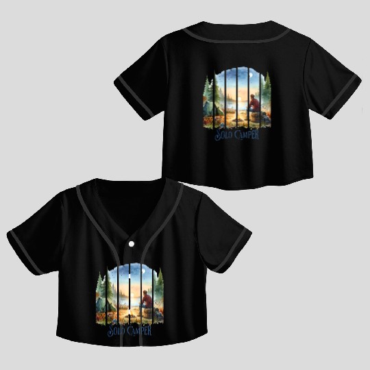 Camping Alone Solo Camper Crop Top Baseball Jerseys