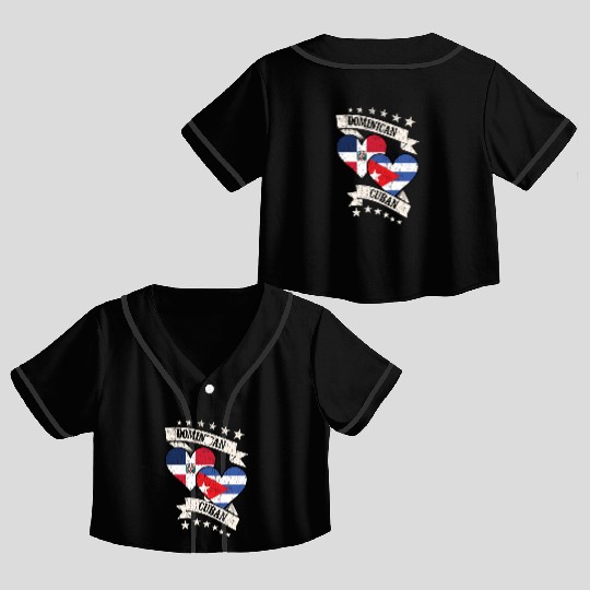 Dominican Cuban Heart Flags Dominican Republic Cub Crop Top Baseball Jerseys