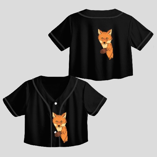 Red Fox Cartoon Animal Kingdom Nature Crop Top Baseball Jerseys