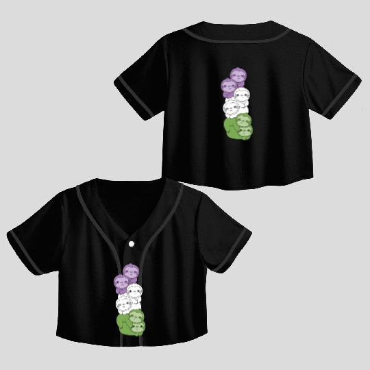 Genderqueer Flag Pride Lgbtq Cute Sloth Crop Top Baseball Jerseys