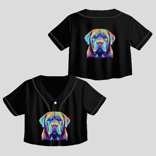 Watercolor Colorful Neapolitan Mastiff Crop Top Baseball Jerseys