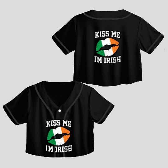 KISS ME IM IRISH ST PATRICKS DAY Crop Top Baseball Jerseys