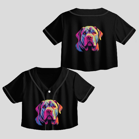 Watercolor Colorful Neapolitan Mastiff Crop Top Baseball Jerseys