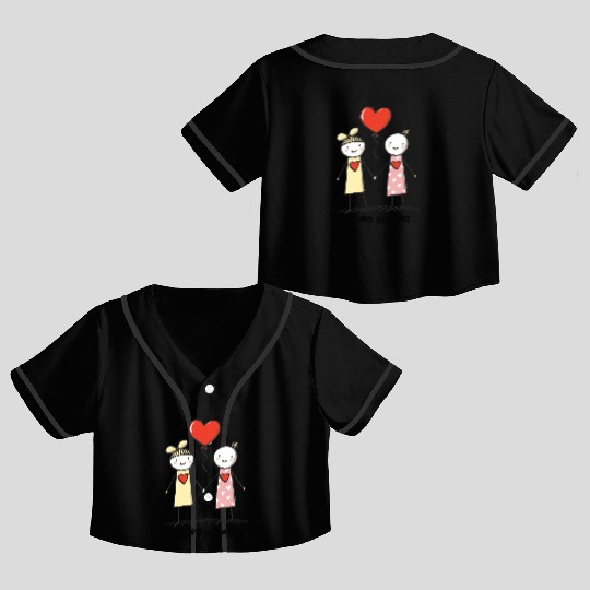Stick Figure Lesbian Lovers Love Who You Want Crop Top Baseball Jerseys