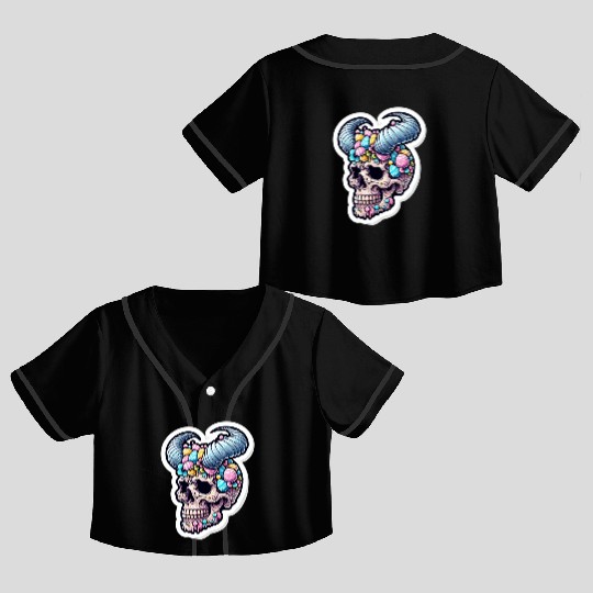 Sweet Reverence: Easter Sugar Skull Crop Top Baseball Jerseys