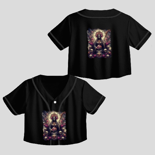 Santa Muerte Mexican Folk Culture Saint Crop Top Baseball Jerseys