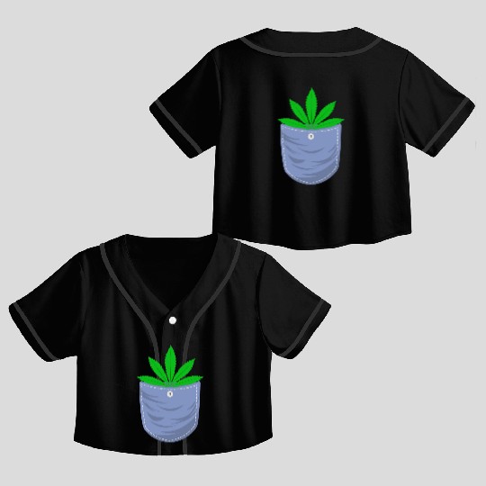 Jesting 420 Pocket Of Herb Weed Marijuana Design Crop Top Baseball Jerseys