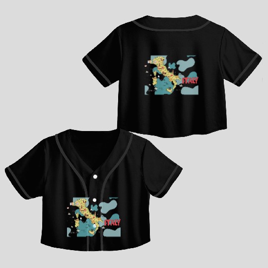 City Illustrations Italy World Map Travel Map Crop Top Baseball Jerseys