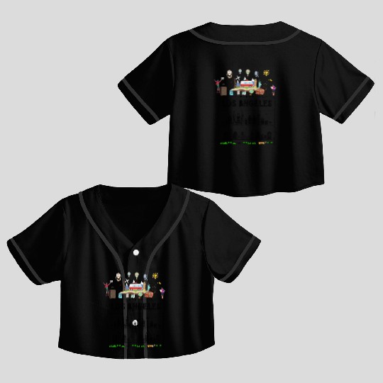 Unique Visit Los Angeles USA Travel Guide City Map Crop Top Baseball Jerseys