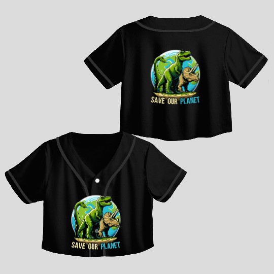 Save Our Planet Dinosaurs Kid Cute Earth Day Boys Crop Top Baseball Jerseys