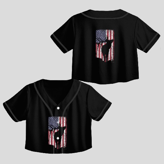 Elk Hunting Bugling Bull US Flag American Crop Top Baseball Jerseys