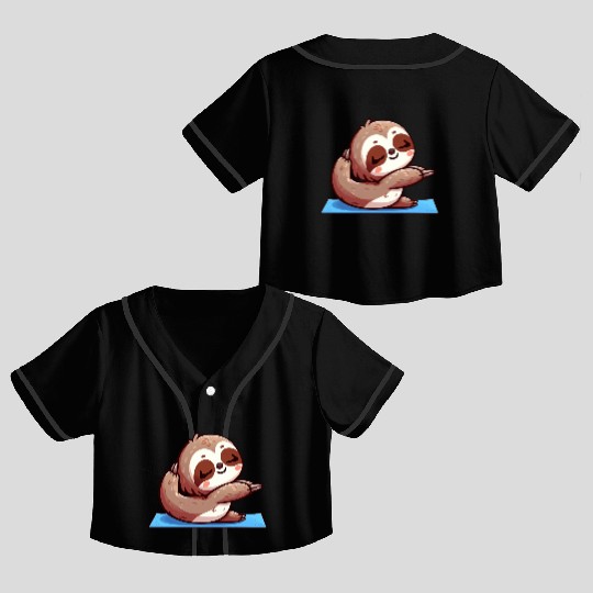 Sloth Yoga & Gymnastics Poses Crop Top Baseball Jerseys