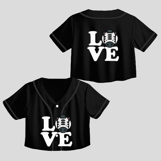 LOVE Zebra Funny Stripes Animal Face African Pun Crop Top Baseball Jerseys