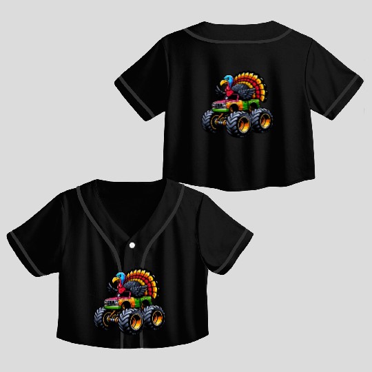 Turkey Riding Monster Truck 4th Of July Independen Crop Top Baseball Jerseys