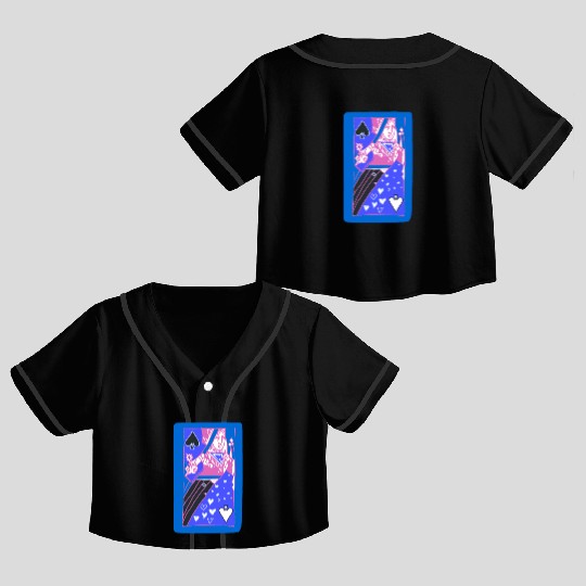 Blue Queen Of Spades Playing Card Crop Top Baseball Jerseys