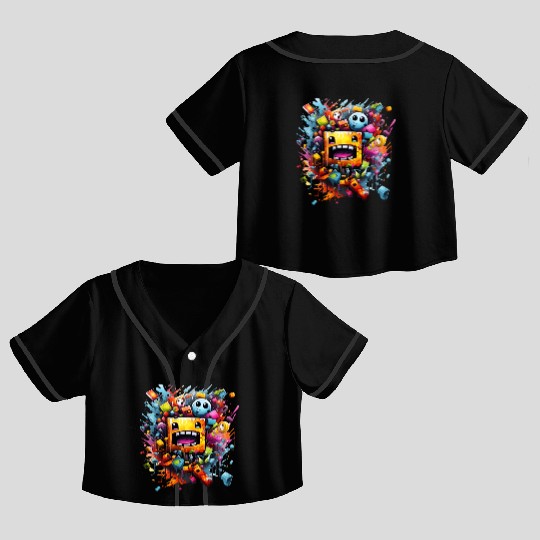 geometry dash Crop Top Baseball Jerseys