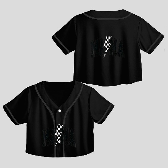 Checkered Mama Lightning Bolt Mothers Day Mother Crop Top Baseball Jerseys
