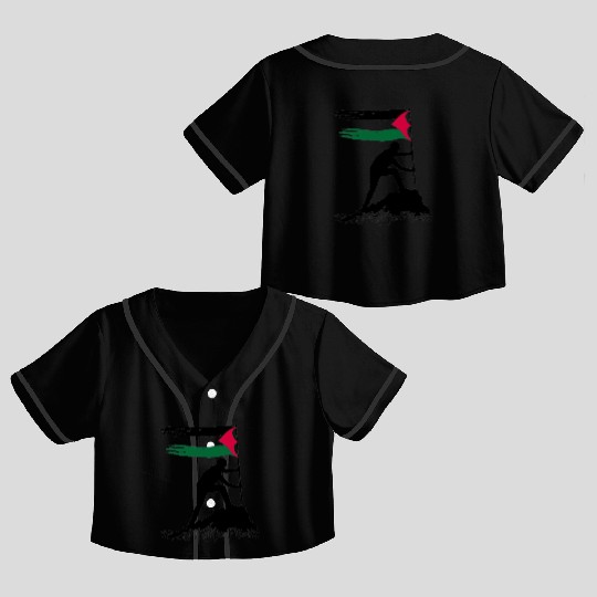 free palestine standing flag silhouette Crop Top Baseball Jerseys