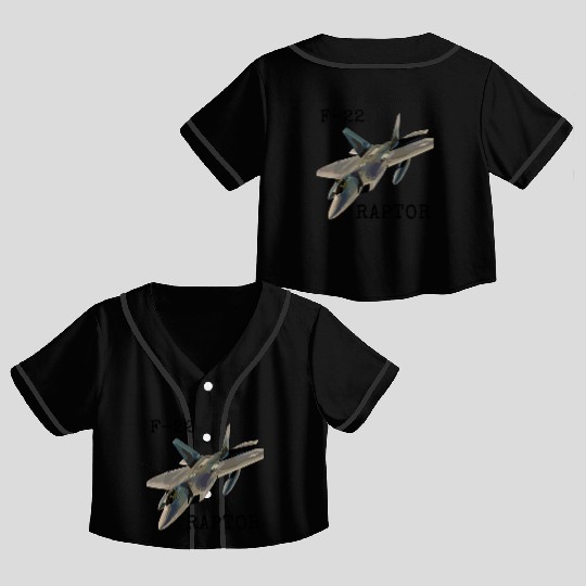 Air Force F-22 Raptor Fighter Jet Military Pilot Crop Top Baseball Jerseys