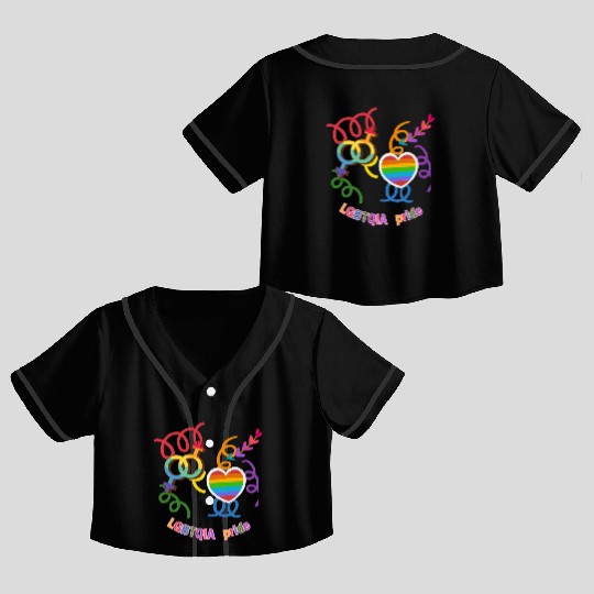 LGBTQIA+ Pride Rainbow Heart Crop Top Baseball Jerseys